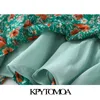 Женщины Chic Fashion Floral Print Ruffled мини-платья Винтаж на шнуровке с подкладкой натягивающие стройные женские платья Mujer 210416