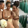 Champagne Tulle Bridesmaid Dresses With Pearls Beads Appliques A Line Side Split Wedding Party Dress Note Style A B C When Order