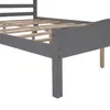 Plattformbett mit horizontalem Streifen Hohlform Kopfteil und Fußbrett- und Mittelstützfüße, voller Größe, grau A45497E