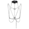 Belts Sexy Women Suspenders Chest Alloy Chain Belt Gothic Harajuku Pentagrams Patchwork Chains Tassel Harness Accessories228R