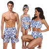 Pa Son Swimwear Beach Bath Swimsuits Family Look Bikini Mama Me Kleding Moeder en Dochter Bijpassende Jurken Outfits 210417