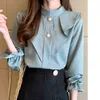 Kobiety Bluzki Koszule Wiosna Moda Koreański Styl Elegancki Office Lady Solid Wzburzyć Damskie Topy 210520