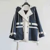 [EWQ] Långärmad jacka Stitching Design Queen Casual Stor Storlek Kläder Höstrock Korea Overcoat Ytterkläder Kvinnor 395 211109