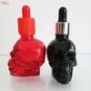 Tropfflasche aus Glas, 30 ml, Totenkopfform von Halloween, E-Flüssigkeit, ätherisches Öl mit leerer Nachfüllpipette