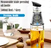 Distributeur d'huile de 500 ml Distributeur de vinaigre d'huile Bouteille en verre avec mesures Distributeur de pulvérisateur d'huile pour la cuisine Flacon pulvérisateur de cuisine