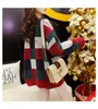 H.SA FEMME CHANDILS Cartoon Cute Bow Pullovers Oversized Pull Jumpers Patchwork Plaid Sweater Jersey Mujer Knitwear 210417