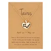 Trendy Hart Gouden Kettingen Womens Zodiac Papier Kaart Link Chain Love Legering Hanger Kettingen Sieraden voor meisjes