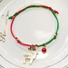 Röd julsträng Armband med Santa Claus Deer Snow Party Trees Justerbar Wrap Ornament Årgåva