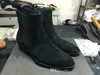 Classic Wyatt Ankle Boots Western Style Black Leather Motorcylcle Boots Men Gentlemen Shoes Fall Winter