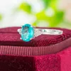 Anneaux de cluster GZ Brésilien Paraiba Tourmaline Gemstones Bague pour femmes Véritable 925 Sterling Argent Blanc Rhodium Engagement Taille 4230y