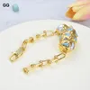 Бисерные пряди Guaiguai Jewelry Natural White Pearl Blue Larimar Bround Gold Color Bracelet Form