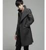 Men's Trench Coats Autumn Winter Men Korean Fashion Long Coat Slim Fit Wool And Jackets Man England Casual Oblique Placket Overcoat Viol22