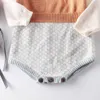 2009 Baby Girl Bodysuits Retro Colour Knitted Clothes Bottom-wrapped Horsewear And Crawling 210702