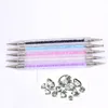 5 st Dubbelhuvud Nail Art Dotting Dots Pen för UV Gel Målning Design Akrylhandtag Rhinestones Stone Picker Manicure Tools Kit NAB013