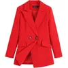 M-5xl großer Frauenanzughose Set Herbst und Winter Casual Professional Red Jacke Blazer Casual Hosen Set von zwei 210331