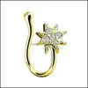 Nose Rings & Studs Body Jewelry Piercing Flower Ring Set Diamond No Hole Decoration Drop Delivery 2021 T7Fmo