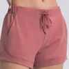 L-153 mulheres treino cordão cintura calções fitness yoga seco esporte rápido esporte curto cueca curta feminina corrida de ginásio cangings atlético spandex calças