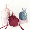 DHL Velvet Easter Bunny Bucket Favor Short Ears Rabbit Basket Drawstring Candy Bag Soft Plush Storage Bags