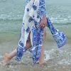 INSPIRADO Fénix Estampado floral Kimono largo blusa con aberturas laterales Cárdigan mujeres tops de verano Maxi Beach blusas gypsy chic 210412