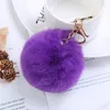 Party Favor Rabbit Fur Ball Plush Fuzzy Chain Keychain Car Bag Keychains Key Ring Pendant Jewelry Gift FHL285-ZWL708