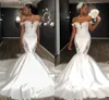 Elegant African Dubai Arabic Mermaid Wedding Dresses Bridal Gowns Off Shoulder Sweetheart Lace Appliques Court Train Bride Dress Vestidos De Marriage