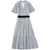 Summer Korean Fashion Chiffon Dresses Women Dot Short Sleeve Office Lady Bodycon Plus Size Sheath Vintage 210531