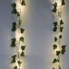 12PCs artificiella växter ledde bladkrans silke rotting blad vinstockar hängande för hem levande rum inredning falska murgröna krans dekoration 210624