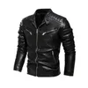 Moto Veste Hommes Automne Hiver Mode Casual Veste En Cuir Pu Zipper Manteau De Base Mâle PU Faux Cuir Cool Coupe-Vent 211018