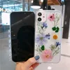 Custodie per telefoni colorati a fiori secchi per iPhone 11 12 Pro Max Xs Xr SE 7 8 plus Custodia protettiva per cellulare Cover trasparente non sottile