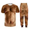 Vente en gros - 2022 Nouvelle mode Casual Hairy Body 3D All Over Print Survêtements T-shirt + Pantalon de jogging Costume Femmes Hommes @ 055