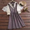 Style Preppy japonais Printemps Automne Femmes Robe mignonne Col double couche Rose Abricot Polka Dot Coton Doux 210520