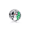 925 Sterling Silver Snowy Wonderland Snögubbe CharmWhitered Green Enamel Passar Armband Charms för att göra smycken jul