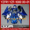 Motorcykelkroppar för Yamaha YZF-R1 YZF-1000 YZF R 1 1000 CC 00-03 karosseri 83NO.15 YZF R1 1000CC YZFR1 00 01 02 03 YZF1000 2000 2001 2002 2003 OEM Fairing Kit Blue White Blk