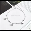 Anklets Drop Delivery 2021 enkel personlighet, stor och liten pärla S925 Pure Sier Foot Chic Korean Fashion Womens Round Bead Chain Jewelry BS