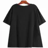 [EAM] T-shirt a pois con cuciture a contrasto di colore nero di grandi dimensioni da donna girocollo manica corta moda primavera estate 1DD8242 21512