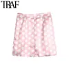 Traf Women Sweet Fashion Polka Dot Print Mini Skirt VintageハイウエストジッパーメススカートMujer 210415