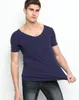 Mężczyźni Krótki Rękaw T Koszulki Lato Solid V Neck Slim Fit Modal Tee Plus Size XXXL Oddychające Koszulki Męskie