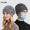 Bérets UFLAME À La Mode Plaid Hedging Cap Pour Femmes Hommes Accrocher Masque Slouchy Chapeau Lâche Tricoté Épais Hiver Mélange Skullies Bonnets