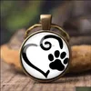 Key Rings Jewelry Cute Animal Printing Chains Dog Cat Claw Paw Footprints Glass Cabochon Pendant Car Ring Creative Gifts For Men Drop Delive