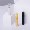 5ml Mini Szkło Perfumy Butelki Aluminium Spray Atomizer Butelki Próbka Puste Złoto Srebrne Czarne Okulary Fiolki 100 Sztuk / partia Większa ilość Support Logo Dostosowane