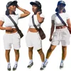 2021 sommer Frauen Zwei Stücke Hosen Set Designer Trainingsanzüge Einfarbig Sexy Kurzarm T-shirt Shorts Mit Tasche Yoga Outfits plus Größe