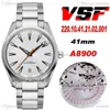 VSF Aqua Terra 150M Master CAL A8900 automatisch herenhorloge witte getextureerde wijzerplaat oranje wijzer roestvrijstalen armband 220.10.41.21.02.001 Super Edition Puretime 10a1