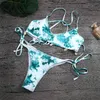 Brasileira Sexy Tie-tintura Imprimir Bikinis Back Cross Swimwear Mulheres 2 Piece Set Summer Push Up Swimsuit Beachwear Thong Biquini 210712