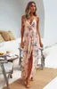 Vrouwen zomer boho maxi lange jurk avond feest strand es sundress floral halter y0823