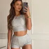 Kvinnors shorts high-end stickad ribbad bh set damer casual sport underkläder sexig strand push-up hög midja cool bikini baddräkt kort topp