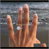 Solitaire Gemstoneダイヤモンドの花嫁の婚約リングのウェディングファッションジュエリー女性リングクリスマスギフト意志と砂のドロップF6DSS MGR5U