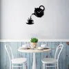 ساعات الحائط الإبداعية فنجان القهوة مرآة 2021 الوافدين الكوارتز المعادن المطبخ ساعة الإبر ديكور المنزل relogio دي parede