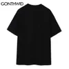 Tees Gömlek Streetwear Hip Hop Yaratıcı Yangın Alev Rahat Pamuk Tişörtleri Harajuku Kısa Kollu Punk Rock Gotik Tops 210602