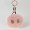 Real Rex Rabbit Fur Keychain Cute Piggy Nose Women Bag Pendant Car Keyring Fluffy Soft Key Holder Jewelry