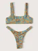 Sexig mikro bikini 2022 Kvinnor Orange Leopard Push Up Vaded Thong Baddräkt Kvinna Klipp ut Baddräkt Swimwear Trajes de Bano